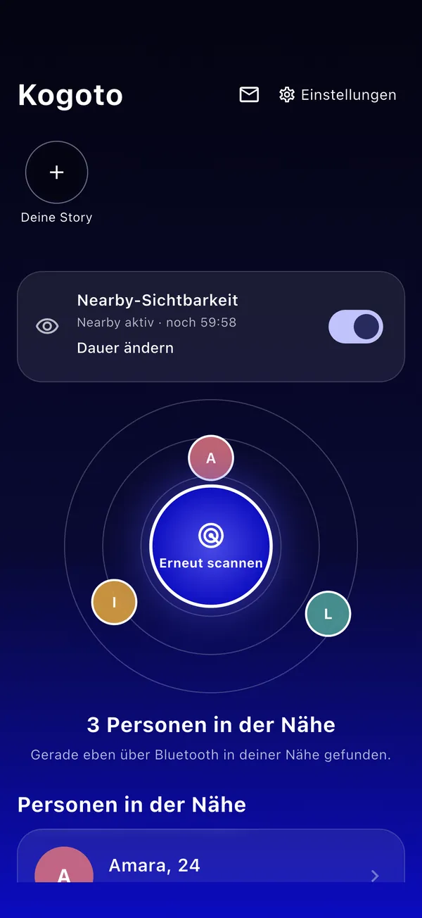 Sieh, wer gerade in deiner Nähe ist.